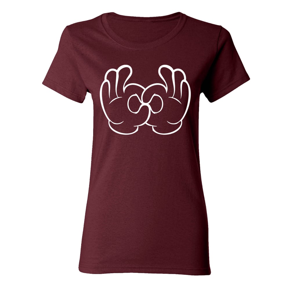 Image of WOMEN'S LHS HANDS T-SHIRT (MAROON)