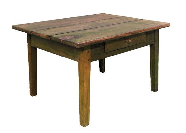 Image of 18th Century Oak Plank top low table with drawer