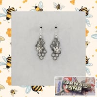 Silver Honeycomb + Bee Earrings