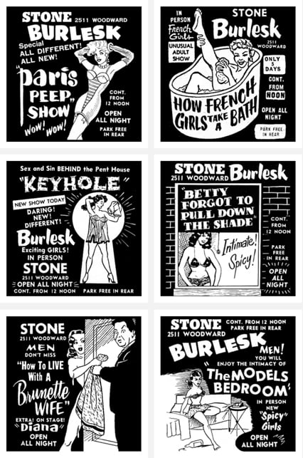 Image of Set of 6 Stone Burlesk prints.