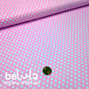 Image of Tela algodón patchwork: Lunares rosa bebe