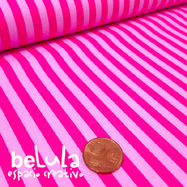 Image of Tela algodón patchwork: Rayas rosas