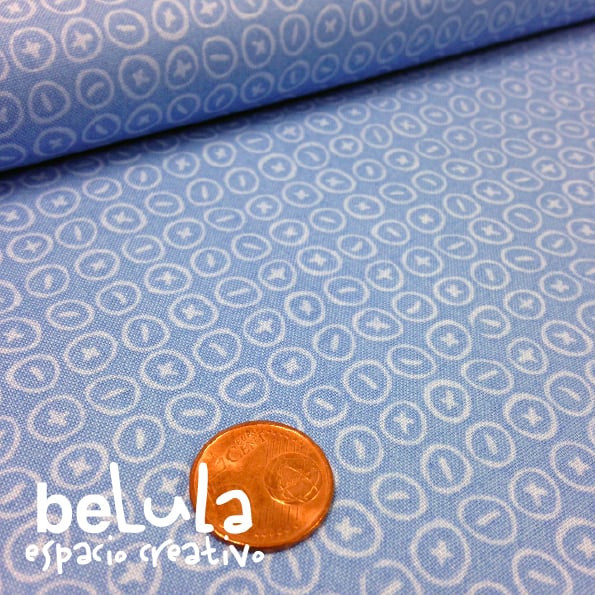 Image of Tela algodón patchwork: Círculos más menos azul