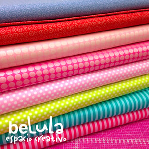 Image of Tela algodón patchwork: Círculos más menos azul