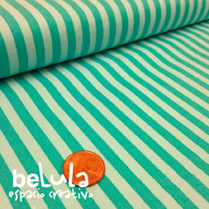 Image of Tela algodón patchwork: Rayas turquesas