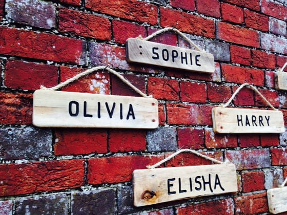 Image of Rustic wooden sign - names 