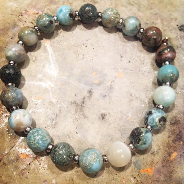 Image of The Balance of Water and Fire Atlantis and Dolphin Connection ~ Larimar Bracelet