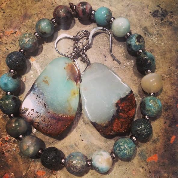 Image of The Balance of Water and Fire Atlantis and Dolphin Connection ~ Larimar Bracelet