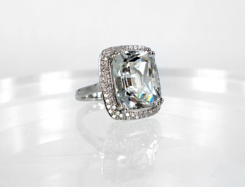 Image of White topaz diamonds cocktail ring