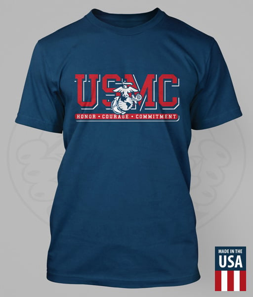 Image of USMC - EGA "HONOR. COURAGE. COMMITMENT." Performance T-Shirt