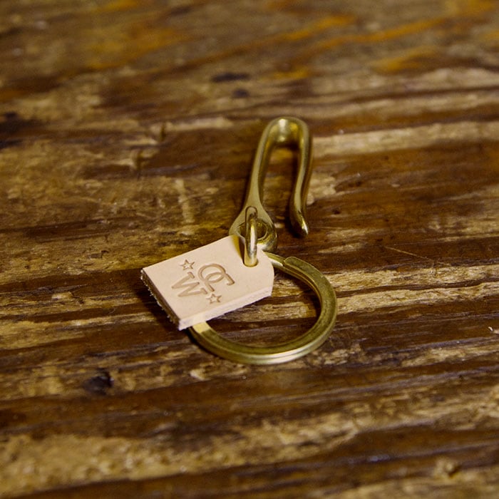 Image of Solid Brass Keychain Hook with Solid Brass Keyring