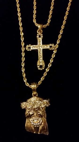 Image of Cross/Jesus piece rope chain