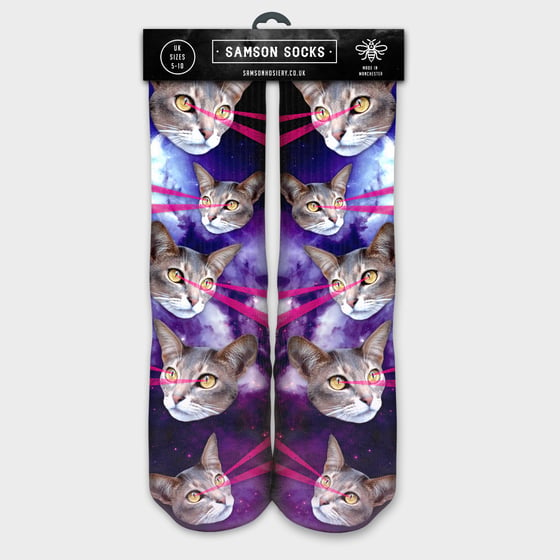 Image of SAMSON® Hand Printed 3D Cat Lazer Socks Animal Street Fashion