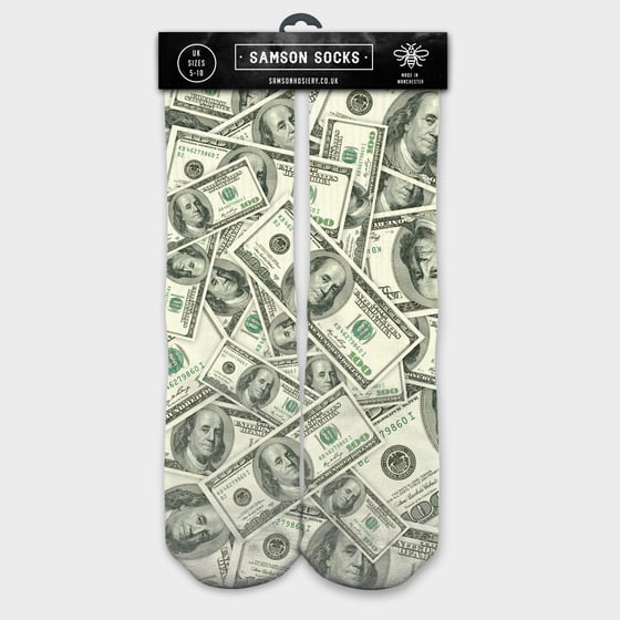 Image of SAMSON® Hand Printed 3D Dollars Socks Money Street Fashion