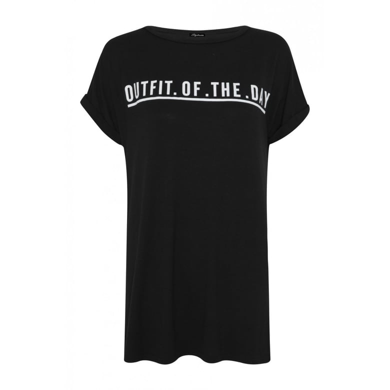 Image of Outfit Of The Day Print T-Shirt Dress - Black