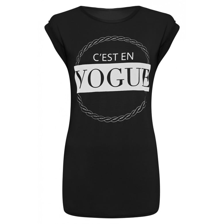 Image of C'est En Vogue T-Shirt Top-Black/White 