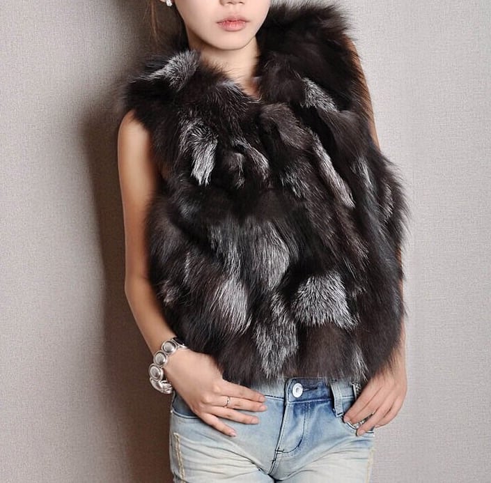 Image of Leopard Fox Fur Vest 