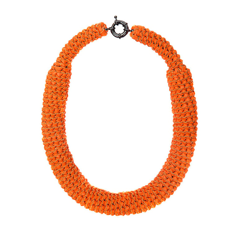 Image of "Sunburst" Orange Oversized Leather Neckpiece