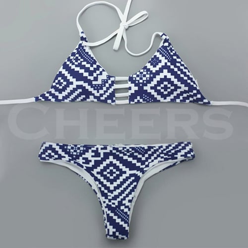 Image of Aztec Print with Navy & White Bikini Set 