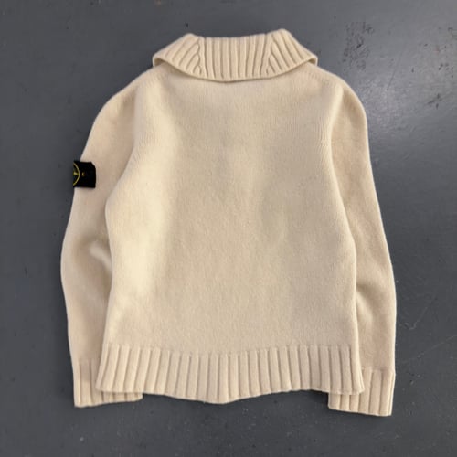 Image of Stone Island 1/4 button up wool sweater, size small
