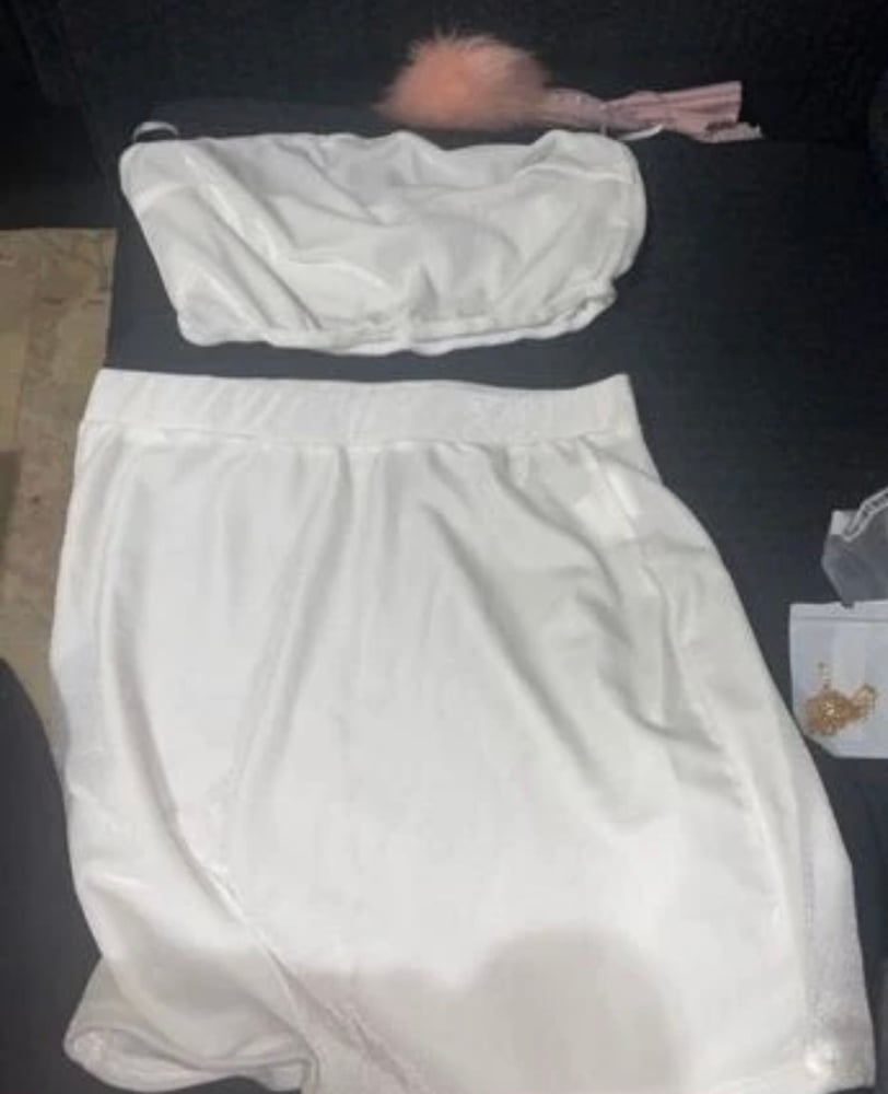 Image of Velvet Tube Top & Mini Skirt Set white 