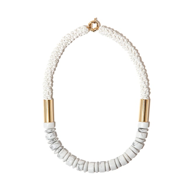 Image of "Delta" White Howlite & White Leather Neckpiece