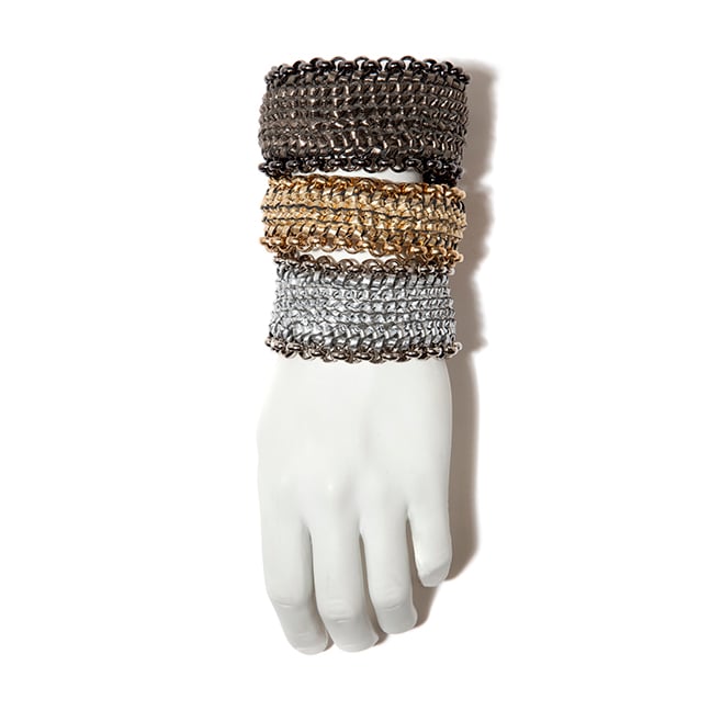 Image of "Circuit" Woven Metallic Leather Bracelets