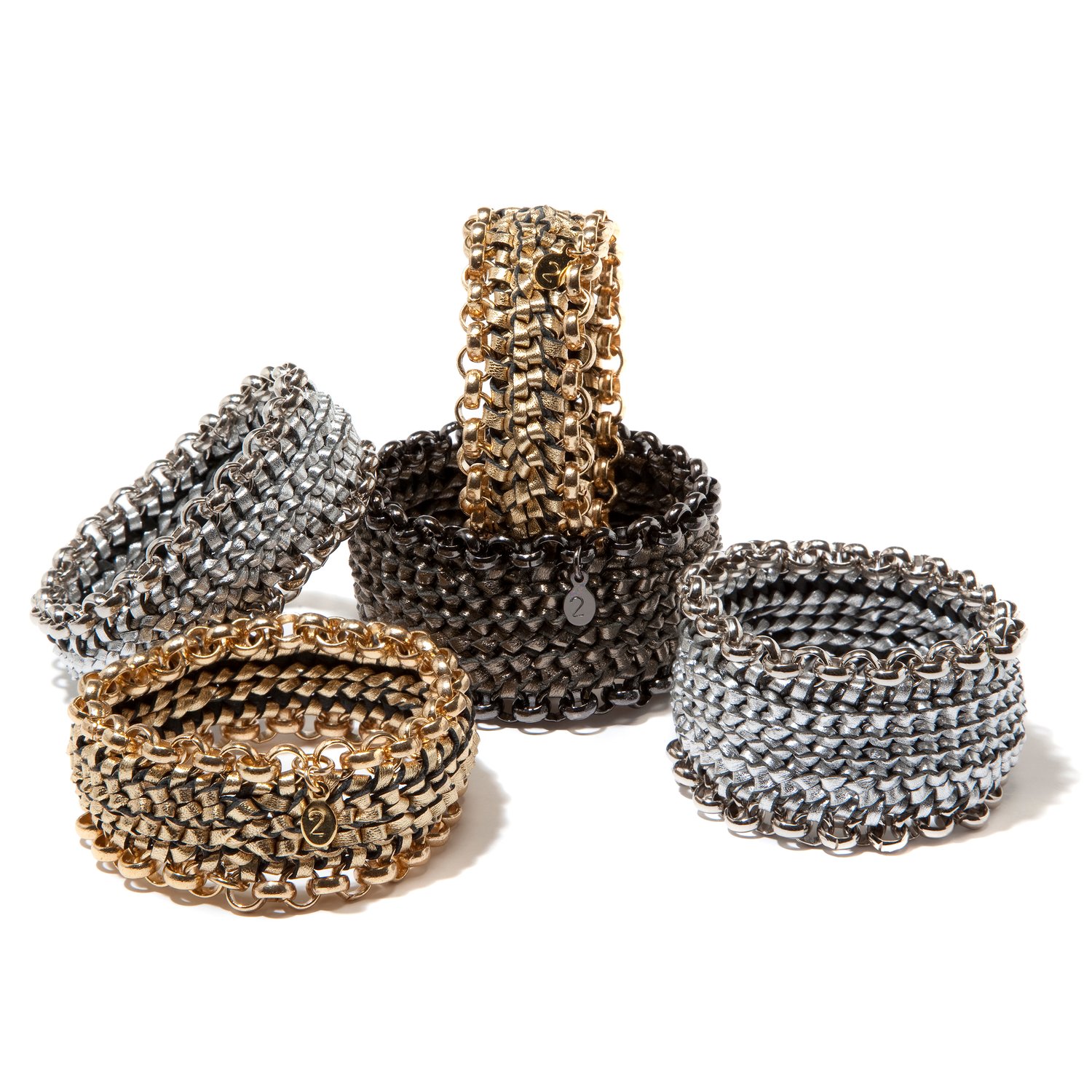 Image of "Circuit" Woven Metallic Leather Bracelets