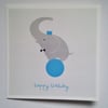 Birthday Card Elephant Blue
