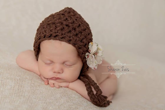 Image of Chocolate Brown Cotton Baby Bonnet