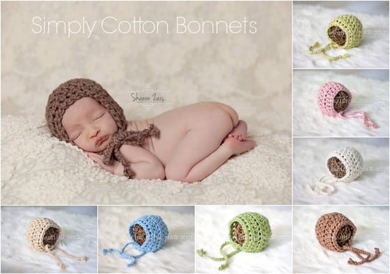Image of Simply Cotton Newborn Baby Bonnets in Variety of Colors
