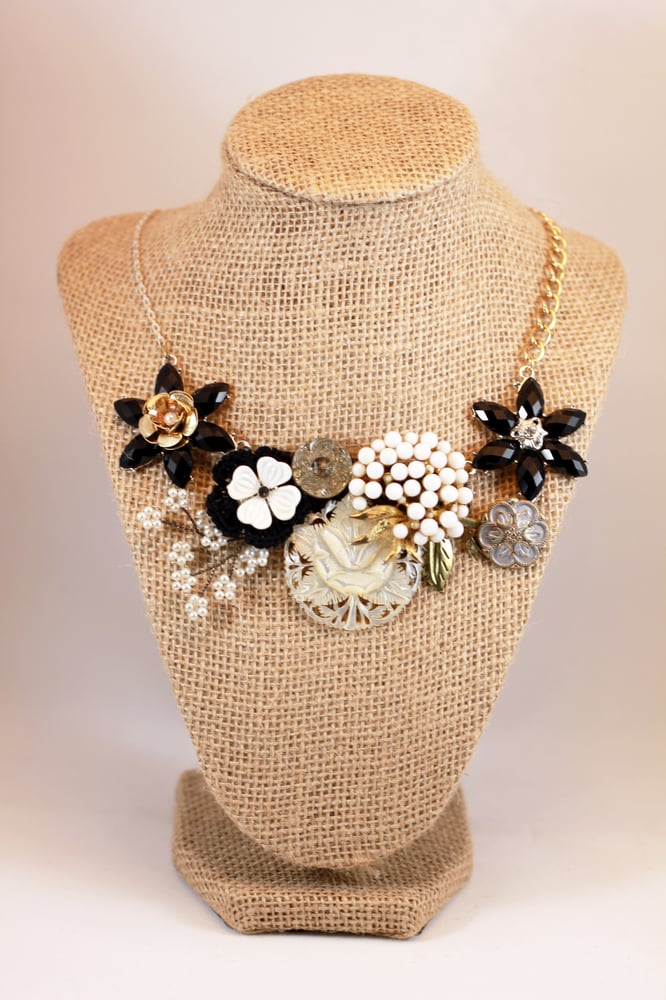 Image of Black and Silver Bloom Statement Necklace