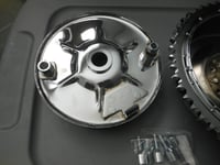 Image 3 of 1936-1957 Harley Davidson Knucklehead Panhead Rear Mechanical Brake Drum Kit Chrome