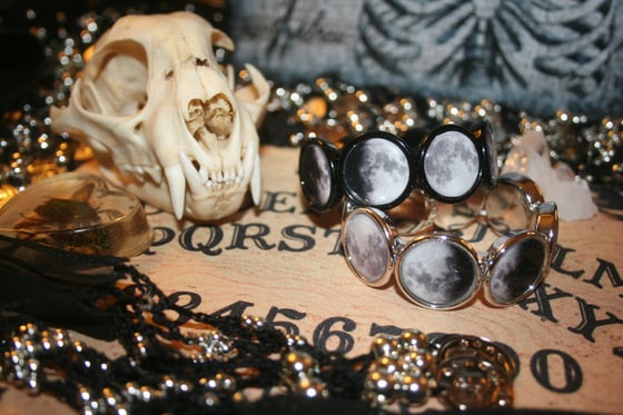 Image of Moon Phase Stretch Bracelet - Silver or Black
