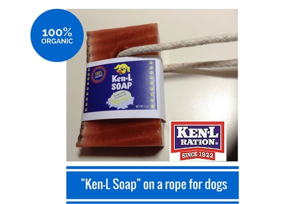 Image of Ken-L Ration Organic "Ken-L Soap" on a rope for Dogs - 5oz Bar (FREE SHIPPING)