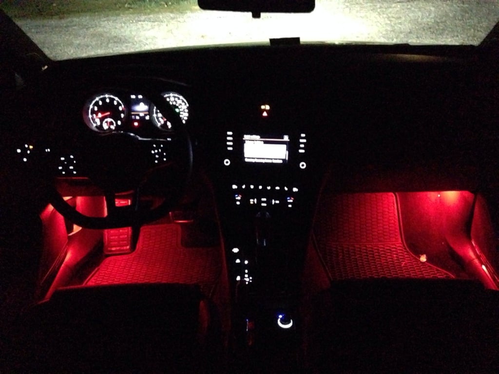Image of Single Color Footwell LEDs Red / Blue / White Fits: MK7 Volkswagen GTI / Golf /  GSW / ALLTRACK