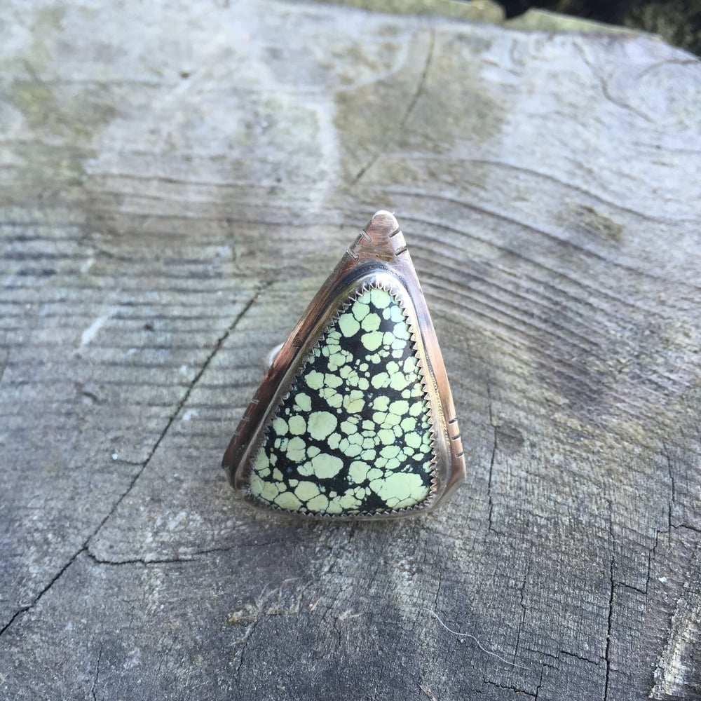 Image of TURQUOISE & SILVER TRIANGLE RING