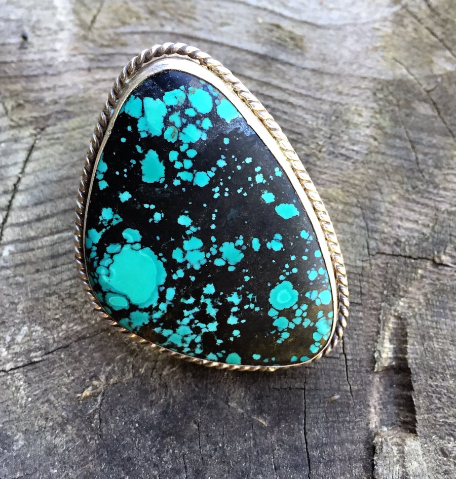 Image of TURQUOISE & SILVER X-LARGE RING