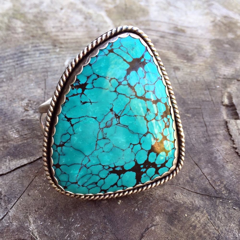 Image of X-LARGE TURQUOISE & SILVER CUFF BRACELET