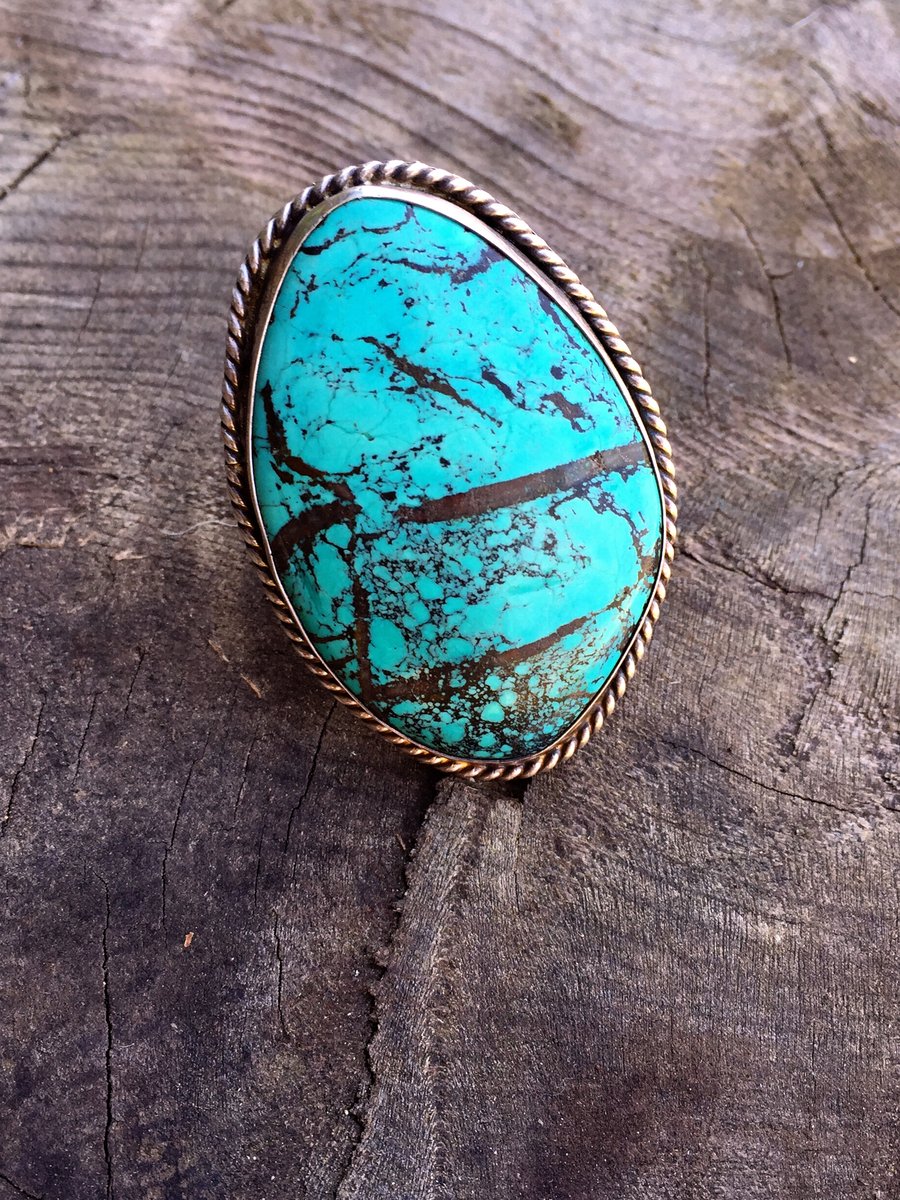 Image of STRIPE TURQUOISE & SILVER RING