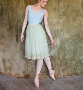 Image of 40% Off - Ready to Wear Embroidered Floral Tulle Skirt
