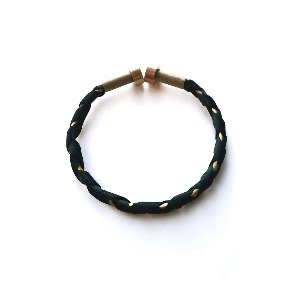 Image of Madake simple opened bracelet #1150, color 10B or 3S (carbon/bronze or garnet/silver)