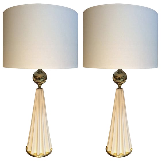 Image of Pair of Large Porcelain Lamps By Gerald Thurston