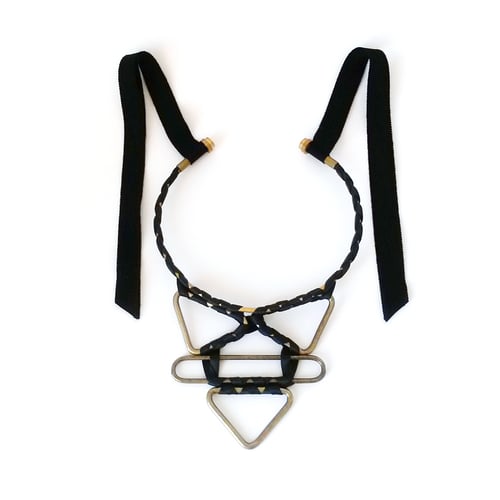 Image of Madake 4 buckle vertical necklace #1156, color 10B (carbon/bronze)
