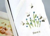 Image of Single lady's handkerchief: Bee & Blue flowers