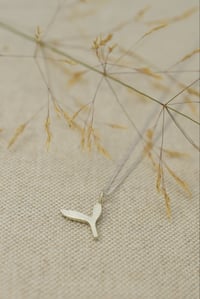 Image 4 of  FairMined 9-Carat White Gold double Leaf Pendant Necklace