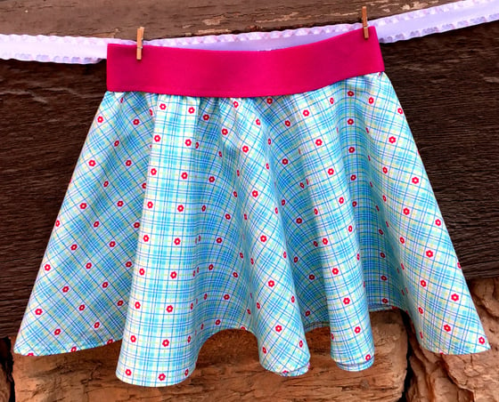 Image of Blue and Pink Cirlce Skirt