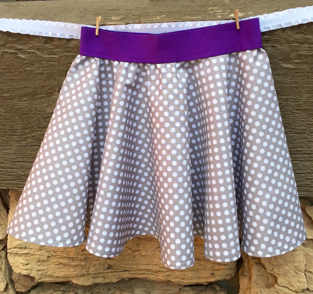 Image of Gray and White Polka Dot Circle Skirt