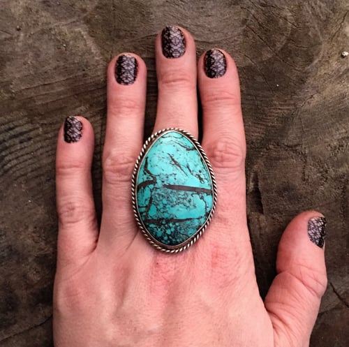 Image of STRIPE TURQUOISE & SILVER RING