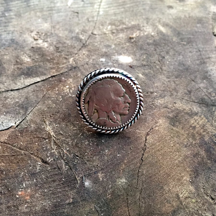 Image of 1923 BUFFALO HEAD NICKEL SILVER RING